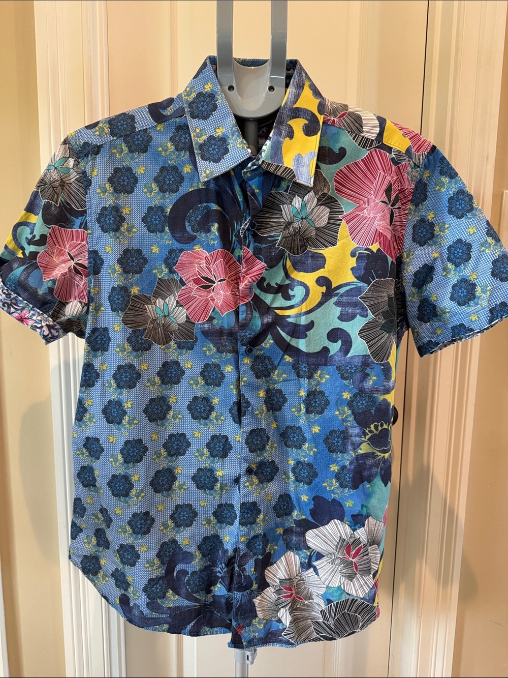 Robert Graham Blue Multi Floral Short-Sleeve Button-Down Shirt